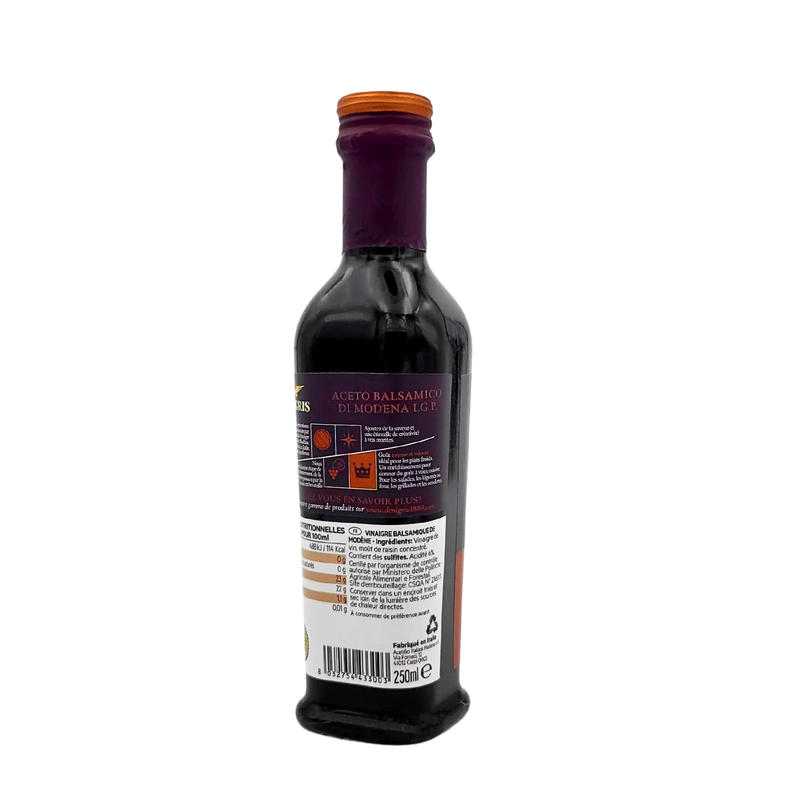 Vinaigre Balsamique de Modène IGP sans Caramel Intense & Velouté De Nigris 250ml