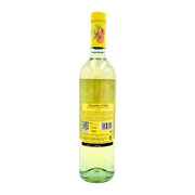 Bouteille de vin blanc Garganega Veneto Volere de 75cl avec étiquette jaune et floral.
