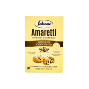 Boîte d’Amaretti Chocolat Falcone 170g vue avant, biscuits moelleux italiens aux éclats de chocolat.