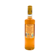 Bouteille d’Amaretto Morelli 70cl vue arrière, liqueur italienne artisanale aux arômes d’amande.