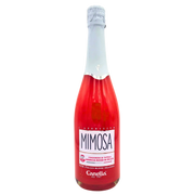 Bouteille de l'Aperitivo Mimosa Canella 75cl - vue avant, avec le logo et la mention des oranges sanguines de Sicile.