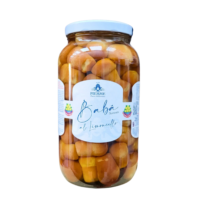 Bocal de Baba au Limoncello de Sorrente Piemme 3150 g, dessert italien authentique au citron, présenté dans un emballage artisanal.