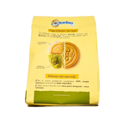 Baiocchi Pistacchio Mulino Bianco, paquet de biscuits illustrant une délicieuse garniture crémeuse à la pistache.