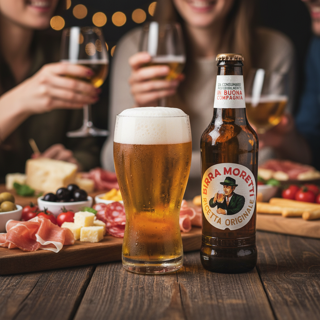 Birra Moretti – Blonde Italienne Authentique (33 cl) — en situation