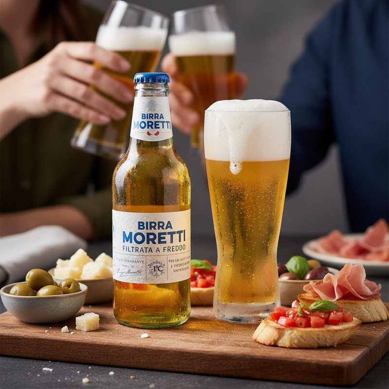 Bière Moretti Filtrée à Froid Moretti - Blonde Italienne (30 cl) - en situation d'usage
