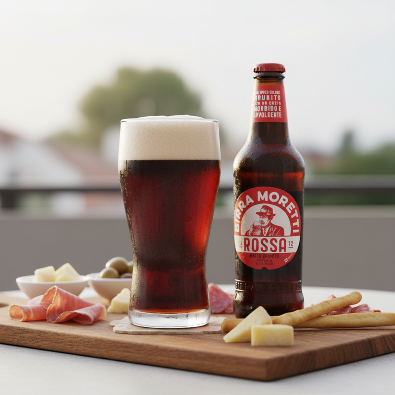 Bière Rousse Birra Moretti La Rossa (33 cl) – Double Malt Italien - en situation d'usage
