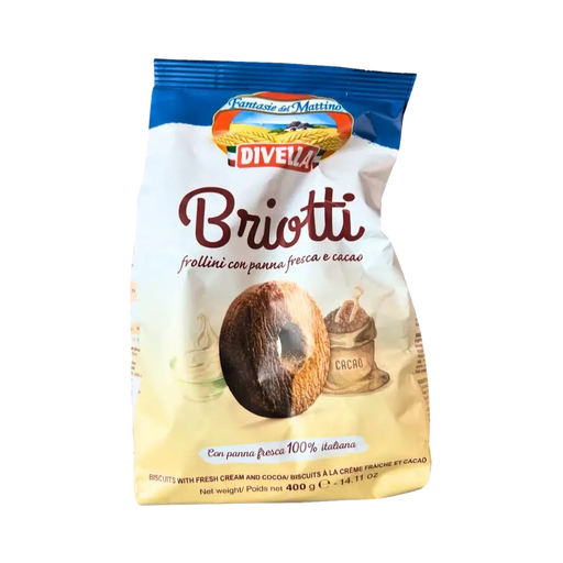 Biscuits Divella sablés au cacao, pack de 400g, frollini italiens avec crème fraîche