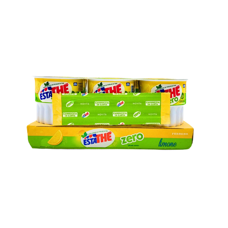Pack de 6 Estathé Zero Citron Ferrero 200ml, boisson légère au thé noir en pack pratique.
