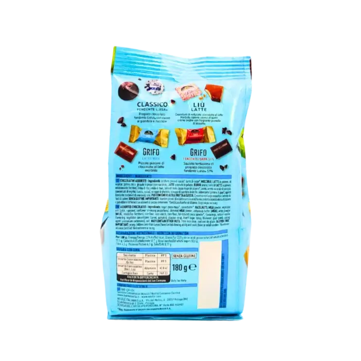 Boîte chocolat chocolats italiens – Cioccomania – Perugina – 180 g (vue arrière)