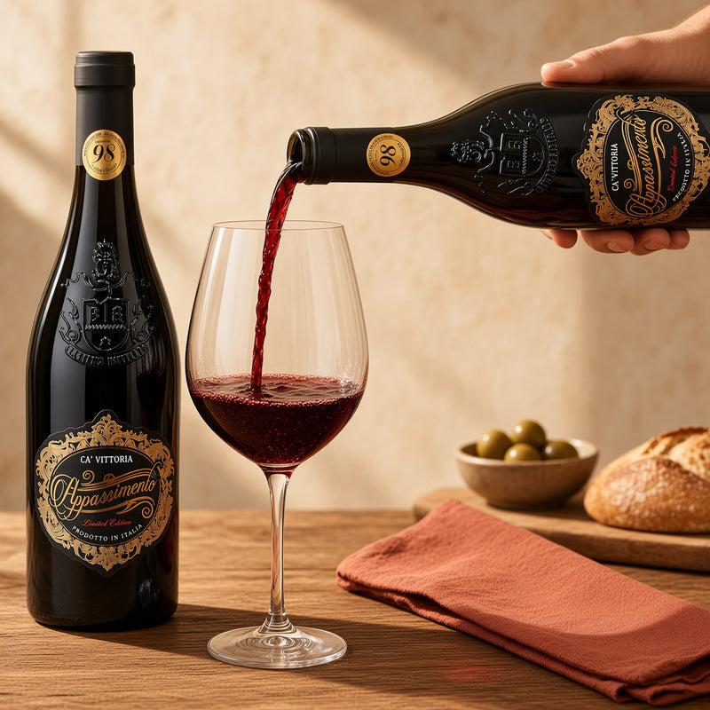 Ca' Vittoria Appassimento versé dans un verre — table italienne EasyGusto