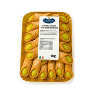 Pack de cannoli siciliens à la pistache de D'Addezio, 1 kg, pâtisserie italienne garnie à la pistache.