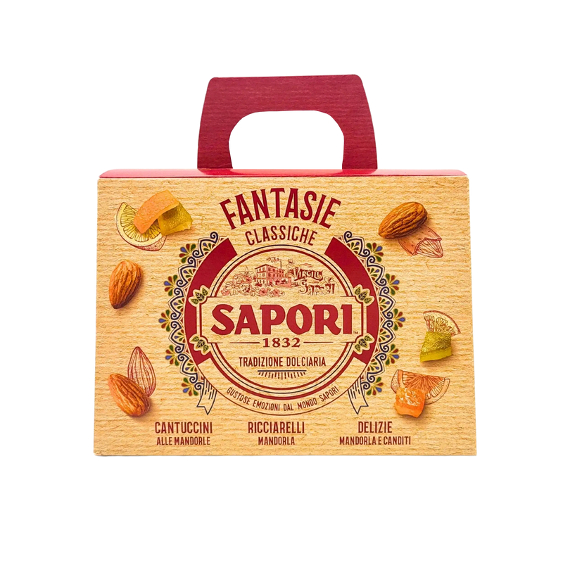 Assortiment de biscuits italiens – Coffret Sapori Fantasia traditionnel avec cantuccini, ricciarelli et délices.