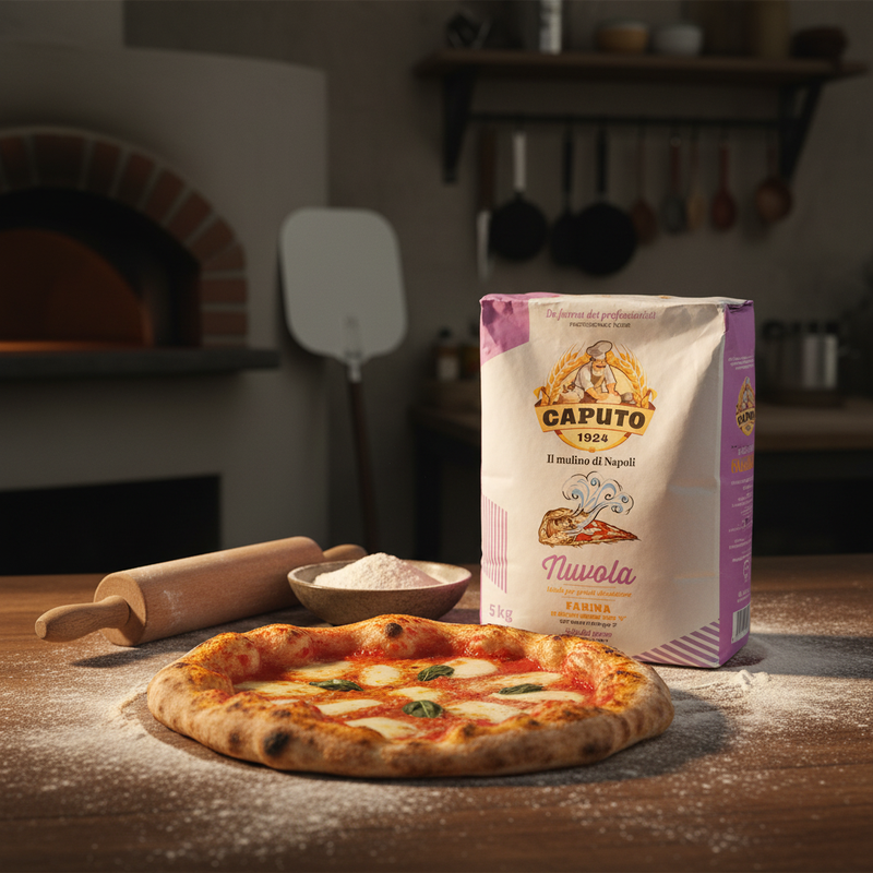 Farine Caputo Nuvola – Type 0 pour pizzas & focaccias (5 kg) - en situation d'usage