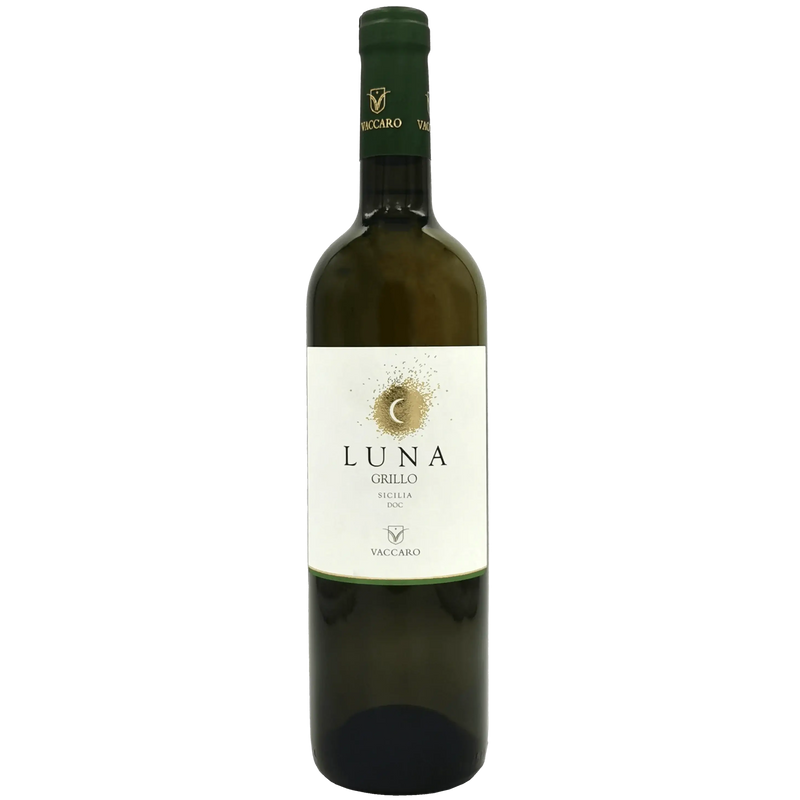 Bottle of Luna Vaccaro Grillo Sicilia DOC 75cl vin blanc sicilien with floral notes.