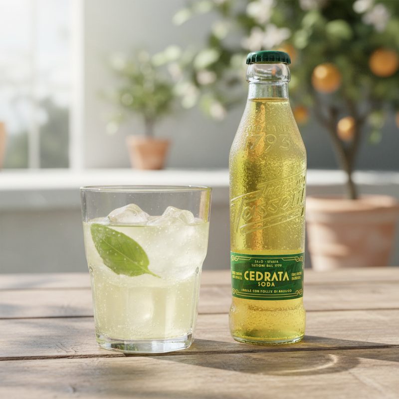 Limonade Cédrat Tassoni - Boisson Italienne (18 cl) - en situation d'usage