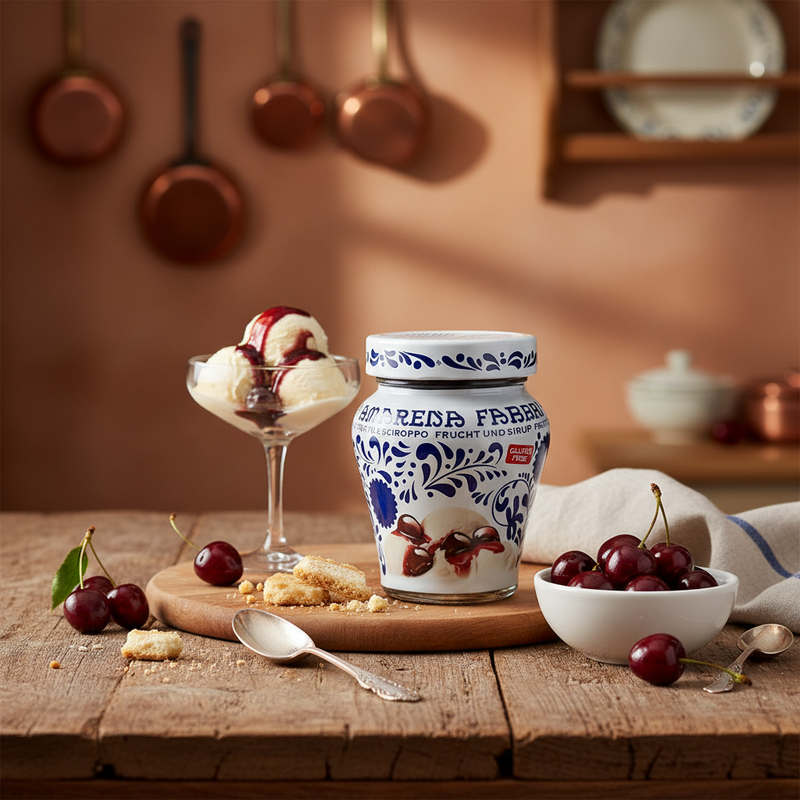 Cerises Amarena Fabbri - Cerises sauvages en sirop (230 g) — en situation