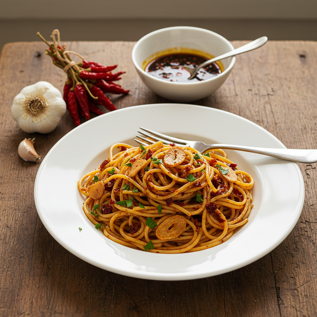 Coffret Piment Montosco – Piccante Italian Chilli Experience (250ML) – mise en scène générée par IA à partir de la photo du produit