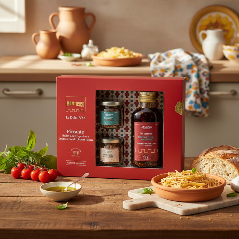 Coffret Piment Montosco – Piccante Italian Chilli Experience (250ml + 45g) — cuisine italienne authentique