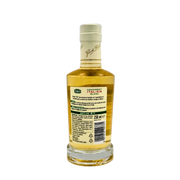 Dos de la bouteille de condiment italien blanc Ponti 250ml, avec texte descriptif, liste des ingrédients, informations nutritionnelles et coordonnées du fabricant.