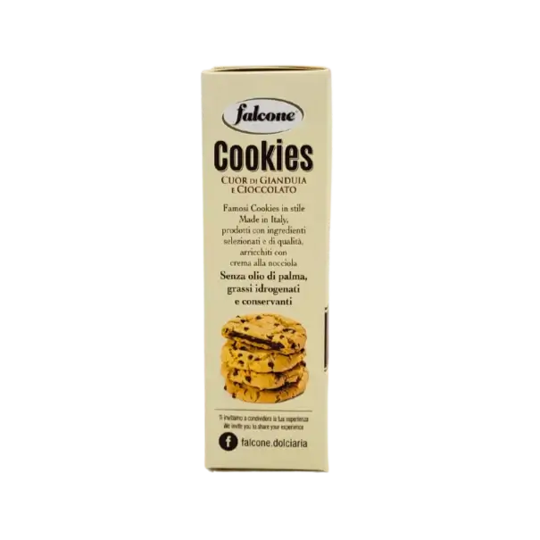 Savourez le Cookie gianduia Falcone 200 g, alliance parfaite de noisette et de cacao pour une pause gourmande.