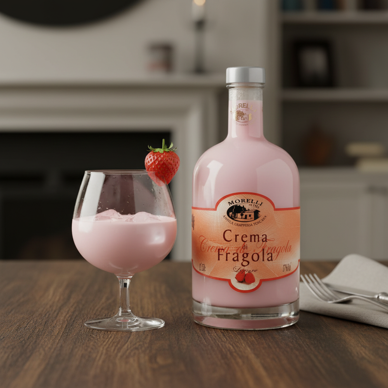 Crème de Fraise Morelli - Liqueur Douce et Fruitée de Toscane (50 cl) - en situation d'usage