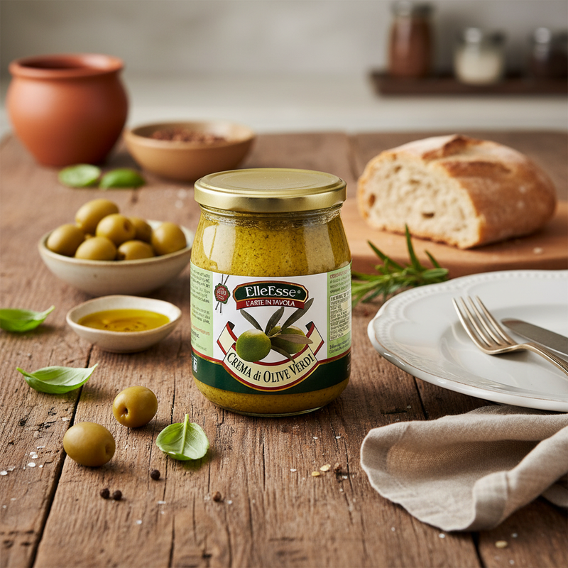 Tapenade Olive Verte ElleEsse – Format 520 g - en situation d'usage