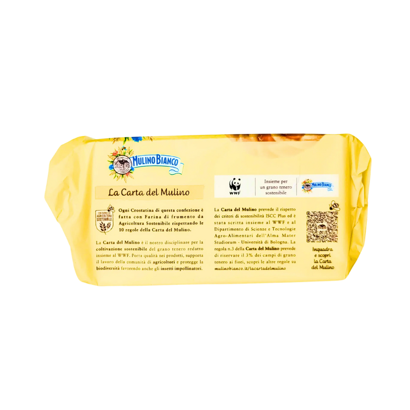 Description des tartelettes Crostatine à l'abricot, Mulino Bianco, produit fabriqué en Italie avec des ingrédients durables.