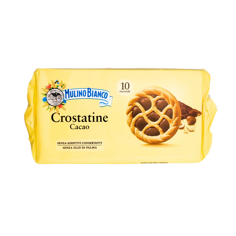Emballage alternatif des Tartelettes Crostatine au cacao et noisette, Mulino Bianco, paquet de 400g.