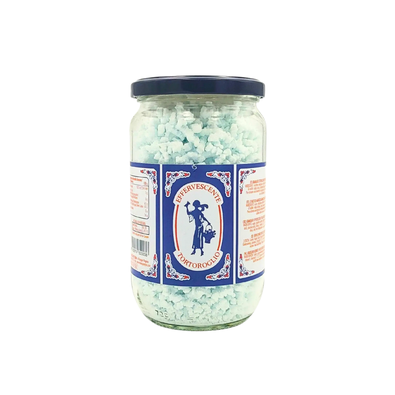 Effervescente Tortoroglio 250g, sel effervescent traditionnel italien en pot, idéal pour boissons rafraîchissantes et digestives.