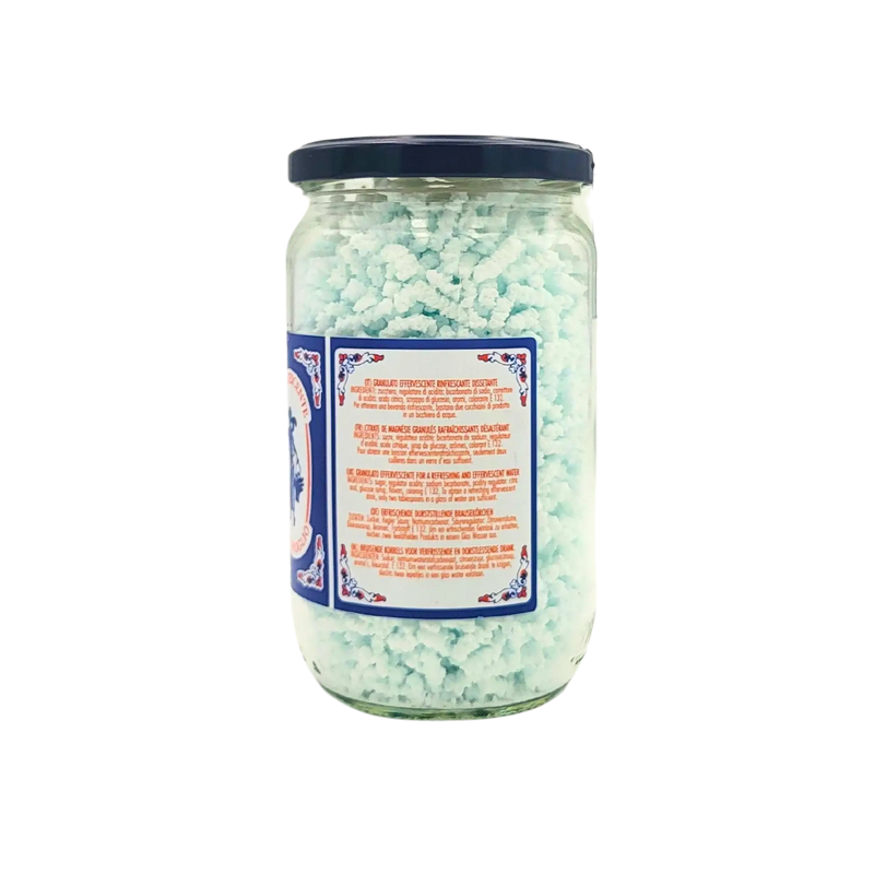 Bocal de sel effervescent Tortoroglio 250g pour boissons rafraîchissantes et digestives, tradition artisanale italienne.
