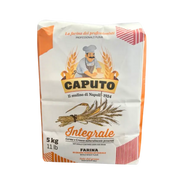 Sac de 5kg de farine complète Caputo intégrale avec germe et son, blé italien pour pain artisanal rustique.