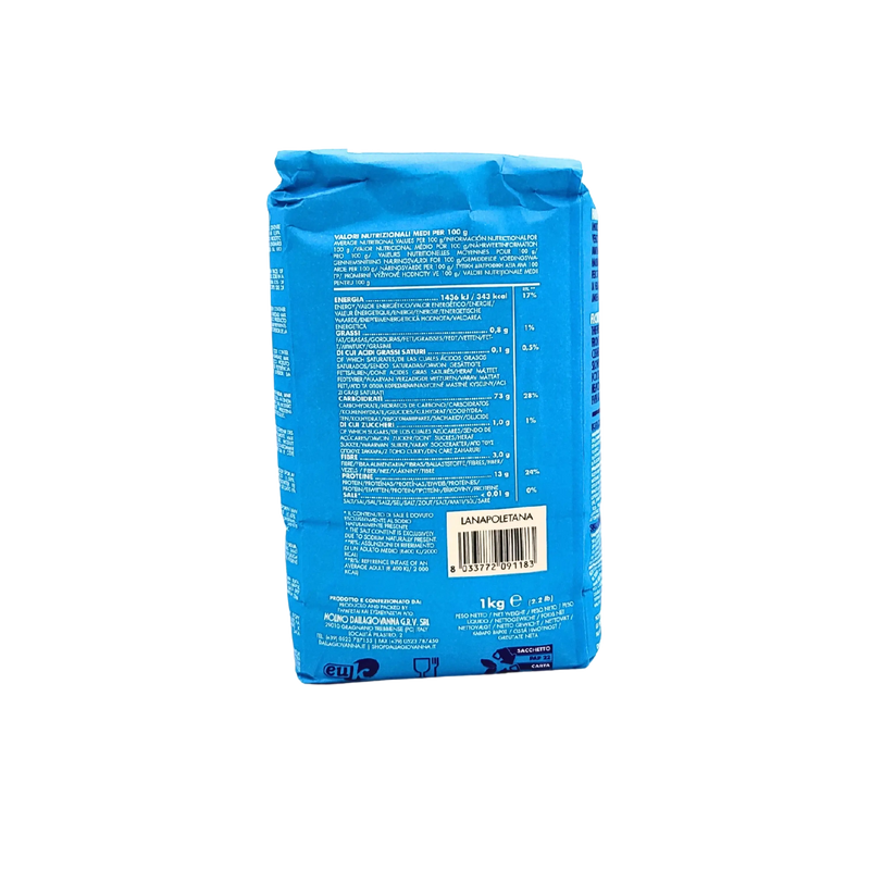 Emballage de Farine de Blé Tendre Tipo 00 - 1 kg pour pizza napolitaine, Molino Dalla Giovanna, ingrédients en arrière-plan