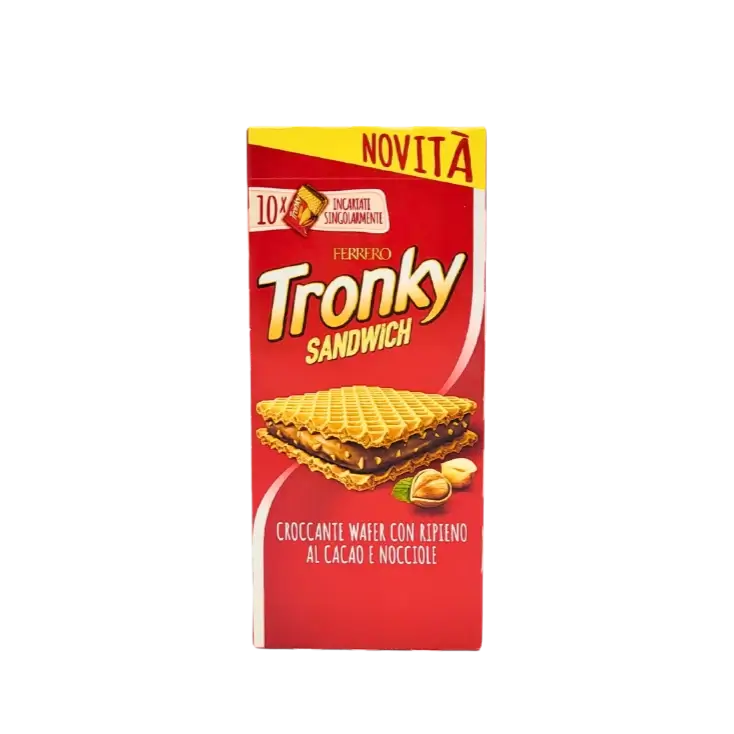 Gaufrette Ferrero Tronky sandwich au cacao et noisette, biscuit italien croustillant, 220g