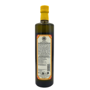 Bouteille de 750 ml d'huile d’olive extra vierge Sicile IGP Barbera avec étiquette arrière visible