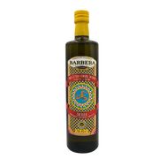 Bouteille de 75cl d'huile d’olive extra vierge Sicile IGP Barbera avec étiquette colorée et bouchon jaune