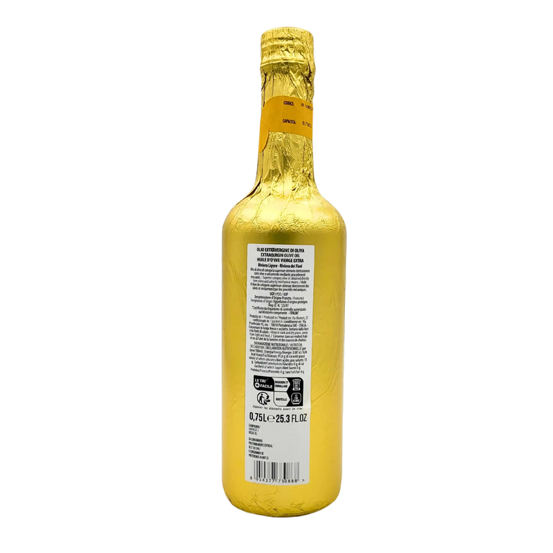 Bouteille de 75cl d'huile d'olive italienne extra vierge Ca' d'Ò Riviera Ligure DOP.
