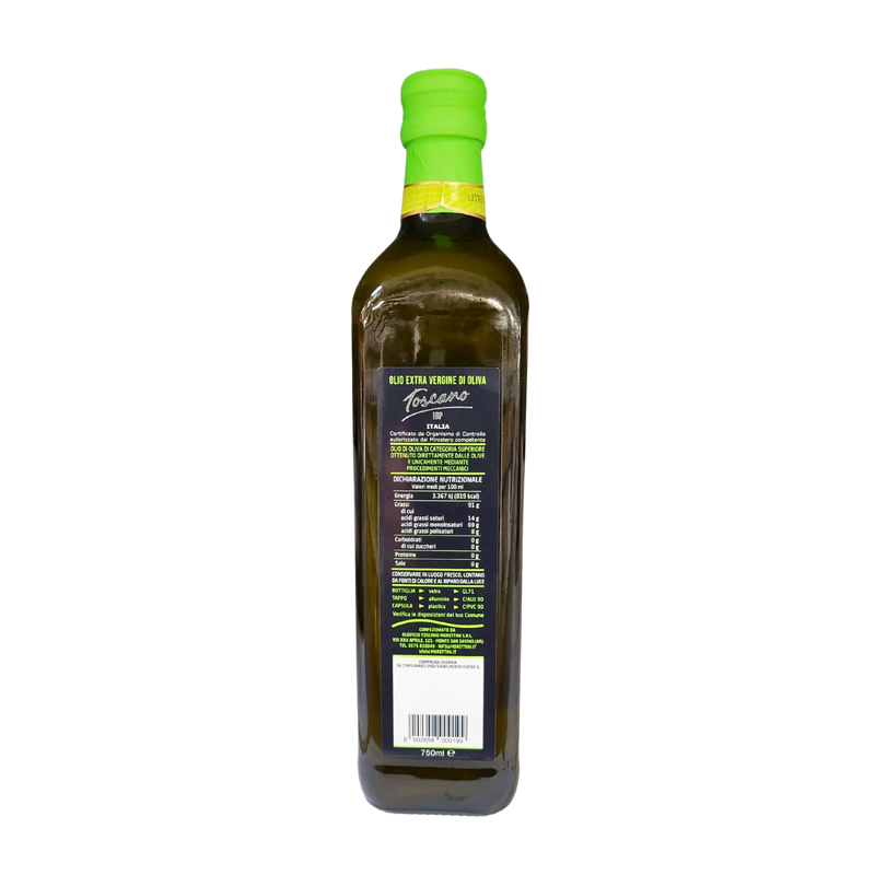 Bouteille de 75cl d'huile d'olive italienne Toscano IGP Morettini avec bouchon vert