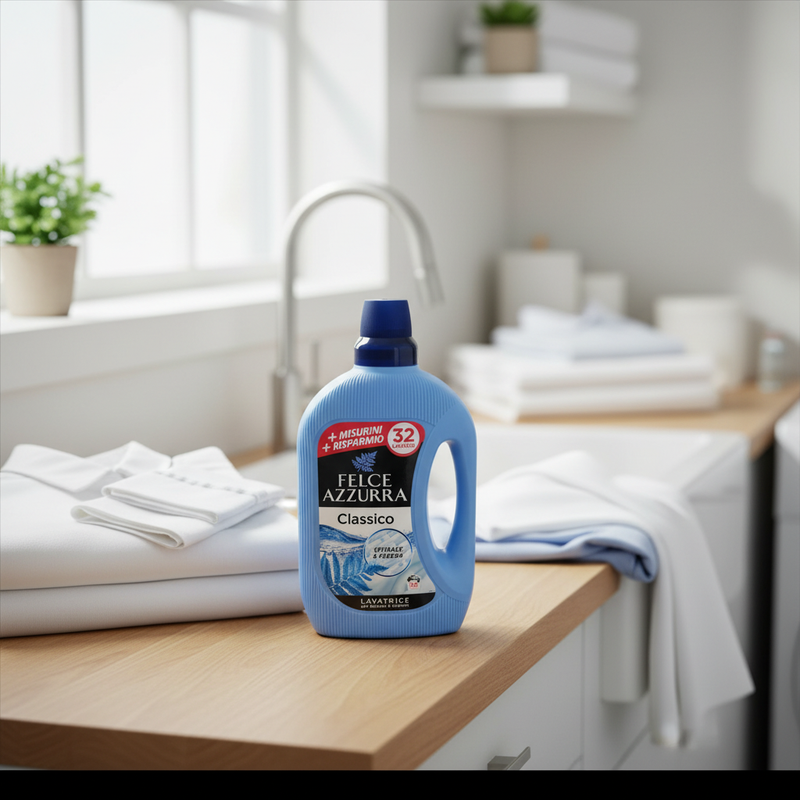 Lessive Liquide Felce Azzurra - Parfum Classique (1,6 L) - en situation