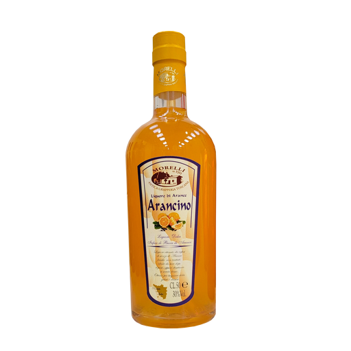 Bouteille de liqueur d'orange Arancino Morelli 50cl, liqueur artisanale italienne à base de zestes d'orange.