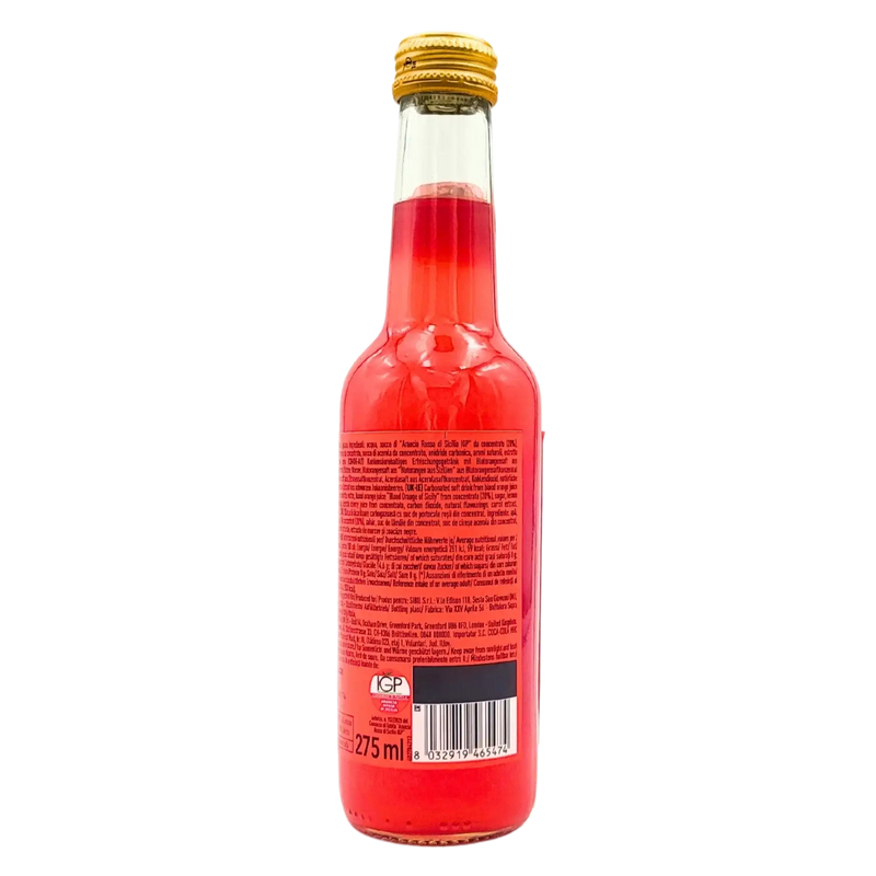 Bouteille de Lurisia Aranciata Rossa, boisson gazeuse à l'orange sanguine de Sicile IGP, 275ml