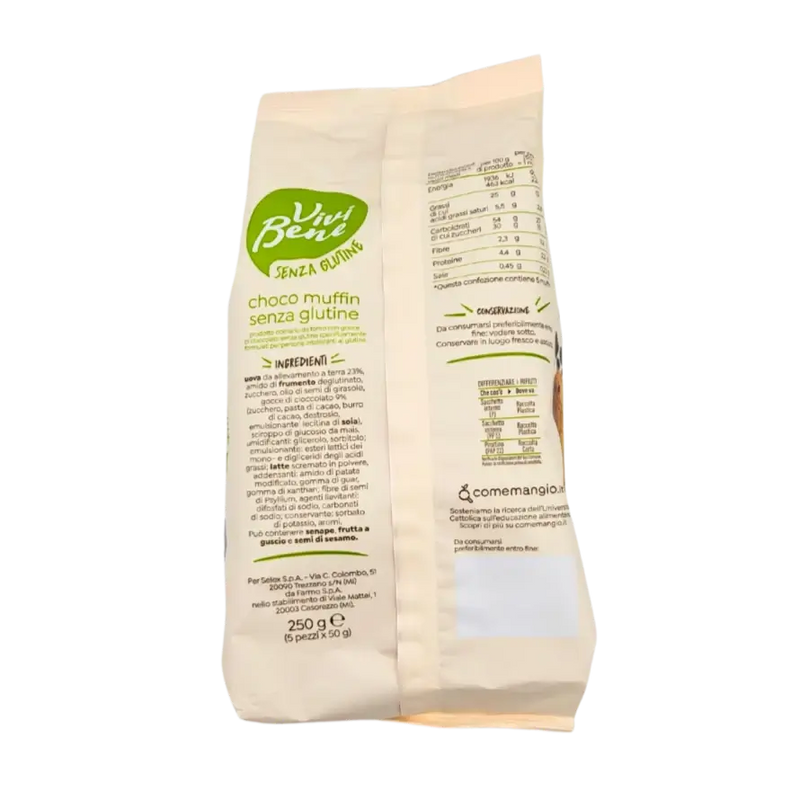 Emballage de muffin sans gluten 250g Vivi Bene, vue de dos