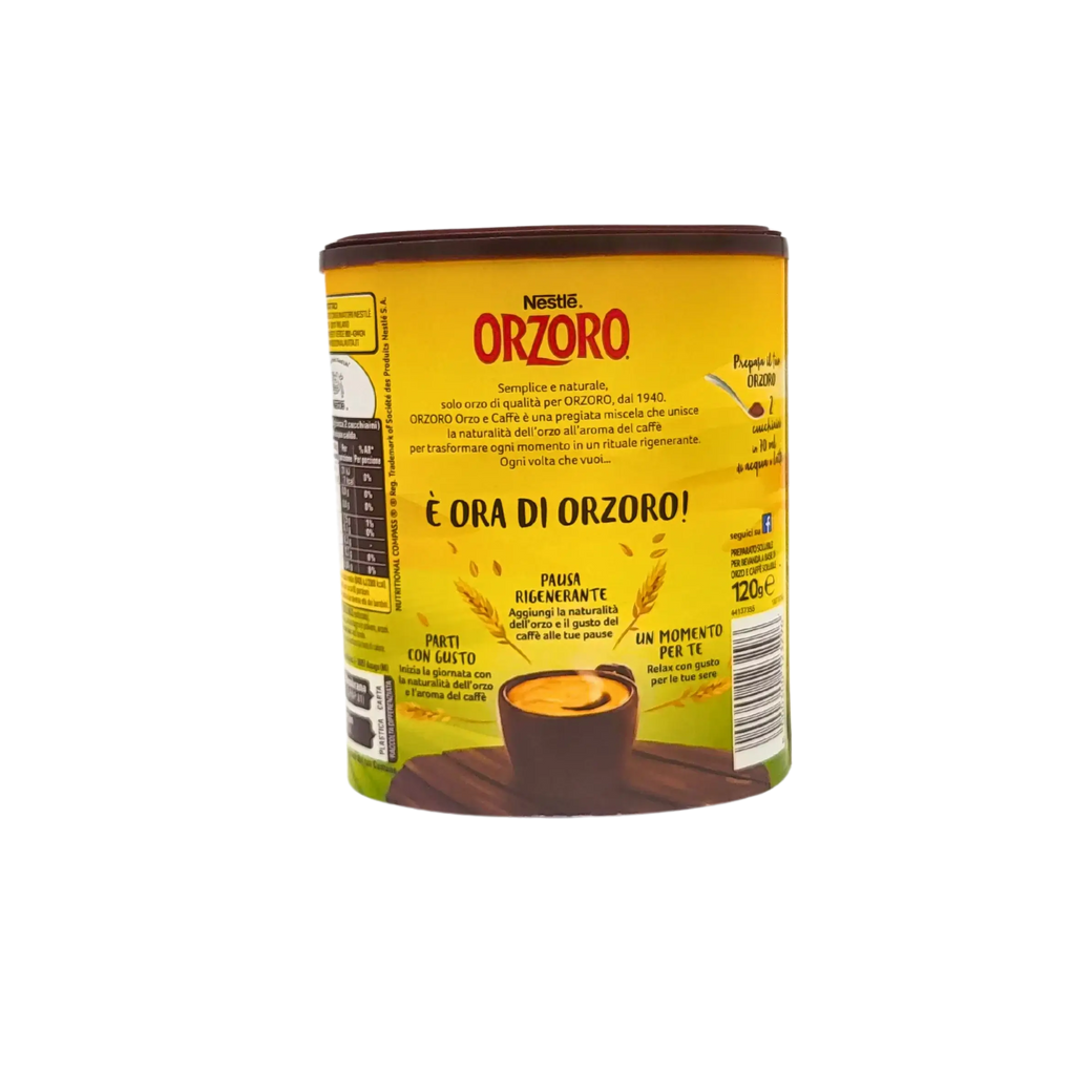 Nestlé Orzoro 120g Barley Instant Coffee Box, a blend of coffee intensity and barley sweetness, ideal for a comforting break.