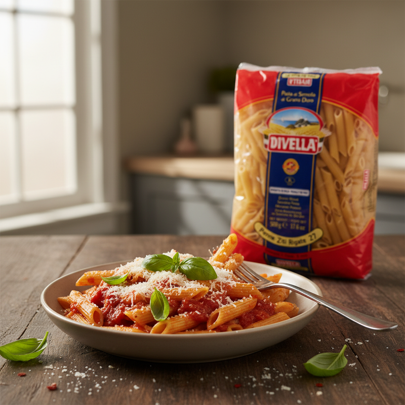 Penne Ziti Rigate Divella – Format (500 g) - en situation d'usage