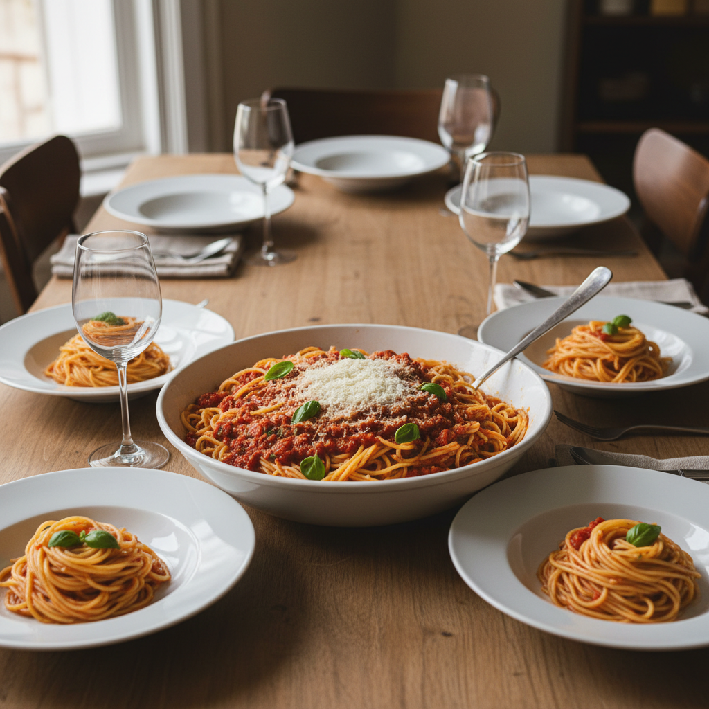 Spaghetti Ristorante 8 Divella ‑ Semoule de blé dur (1  kg) – mise en scène générée par IA à partir de la photo du produit