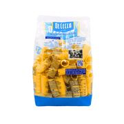 Dos du paquet de Rigatoni Napoletani N°124 De Cecco 500g - Informations nutritionnelles et détails sur la fabrication traditionnelle des pâtes italiennes.
