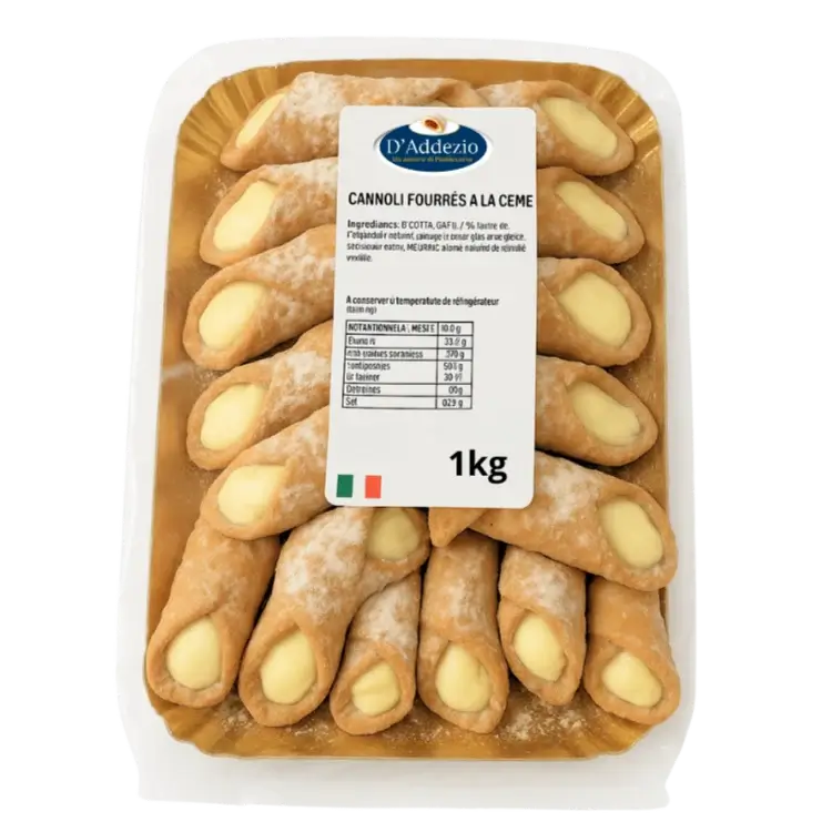 Cannoli siciliens IGT fourrés à la crème au citron, dessert italien traditionnel 1kg