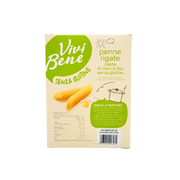 Dos de l'emballage des penne rigate sans gluten Vivi Bene 400g, avec instructions et tableau nutritionnel.