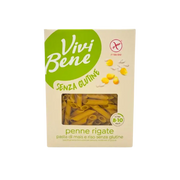 Vue avant du paquet de penne rigate sans gluten Vivi Bene 400g avec fenêtre transparente.