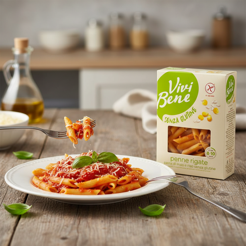 Penne Rigate Sans Gluten Vivi Bene ‑ Maïs & Riz (400  g) - en situation d'usage