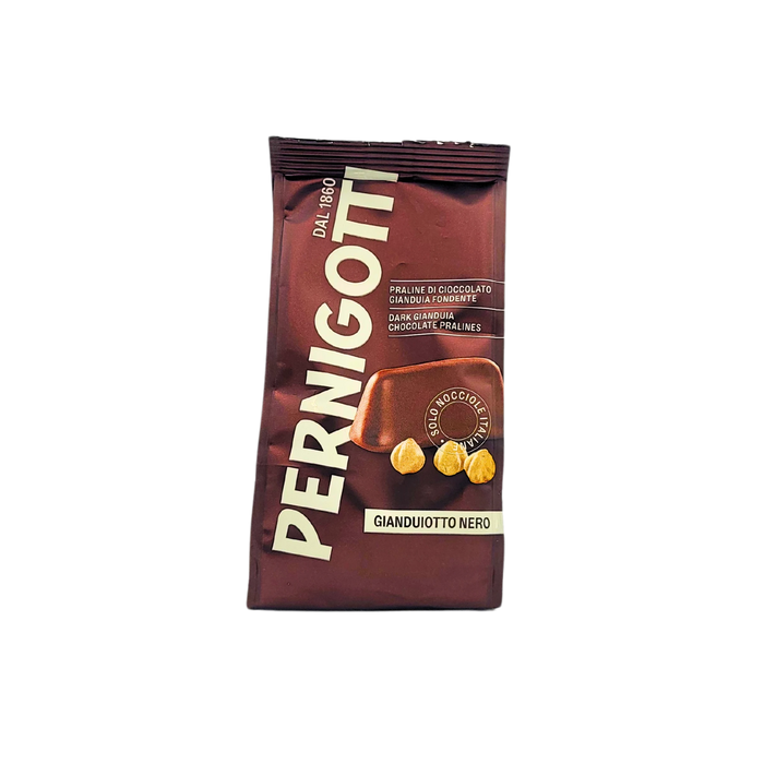 Sachet de Gianduiotto Pernigotti 140g vu de face, praliné au chocolat et noisettes.